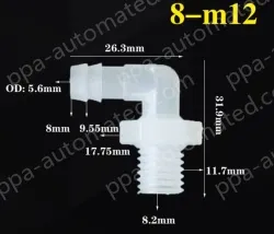 8-M12-M thread right angle elbow