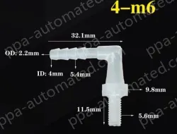 4-M6-M thread right angle elbow