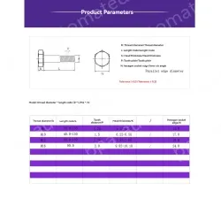 Half thread external hexagonal bolt M6*140