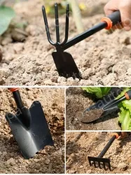 Soil shovel + five-tooth rake + dual-purpose nail rake hoe