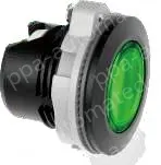 Green transparent button, plastic black border, can be equipped with lamp holder module