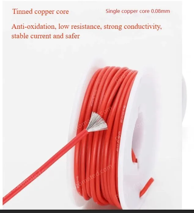 Silicone high temperature cable 24AWG Yellow