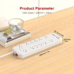 New Design 12 AC Outlets Surge Protector Power Strip